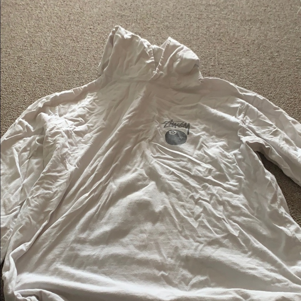 Stussy eight ball hooded long sleeve